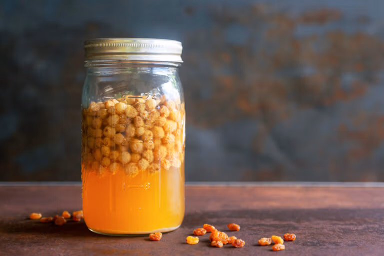 Hefewasser: Fermentwasser aus Rosinen.