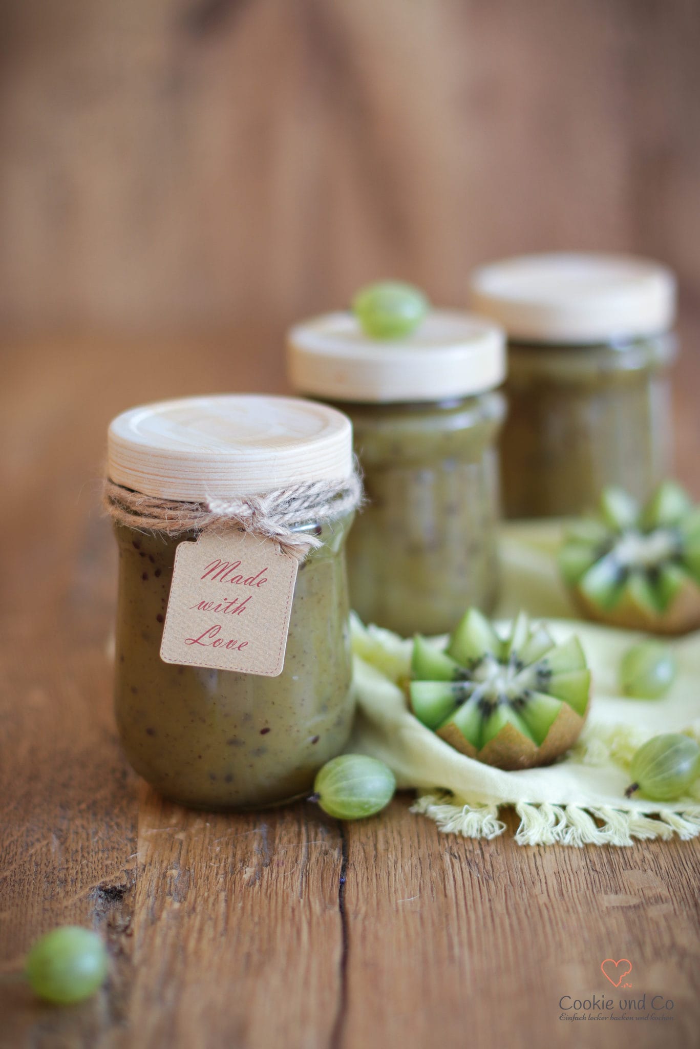 Rezept für Stachelbeer-Kiwi-Konfitüre