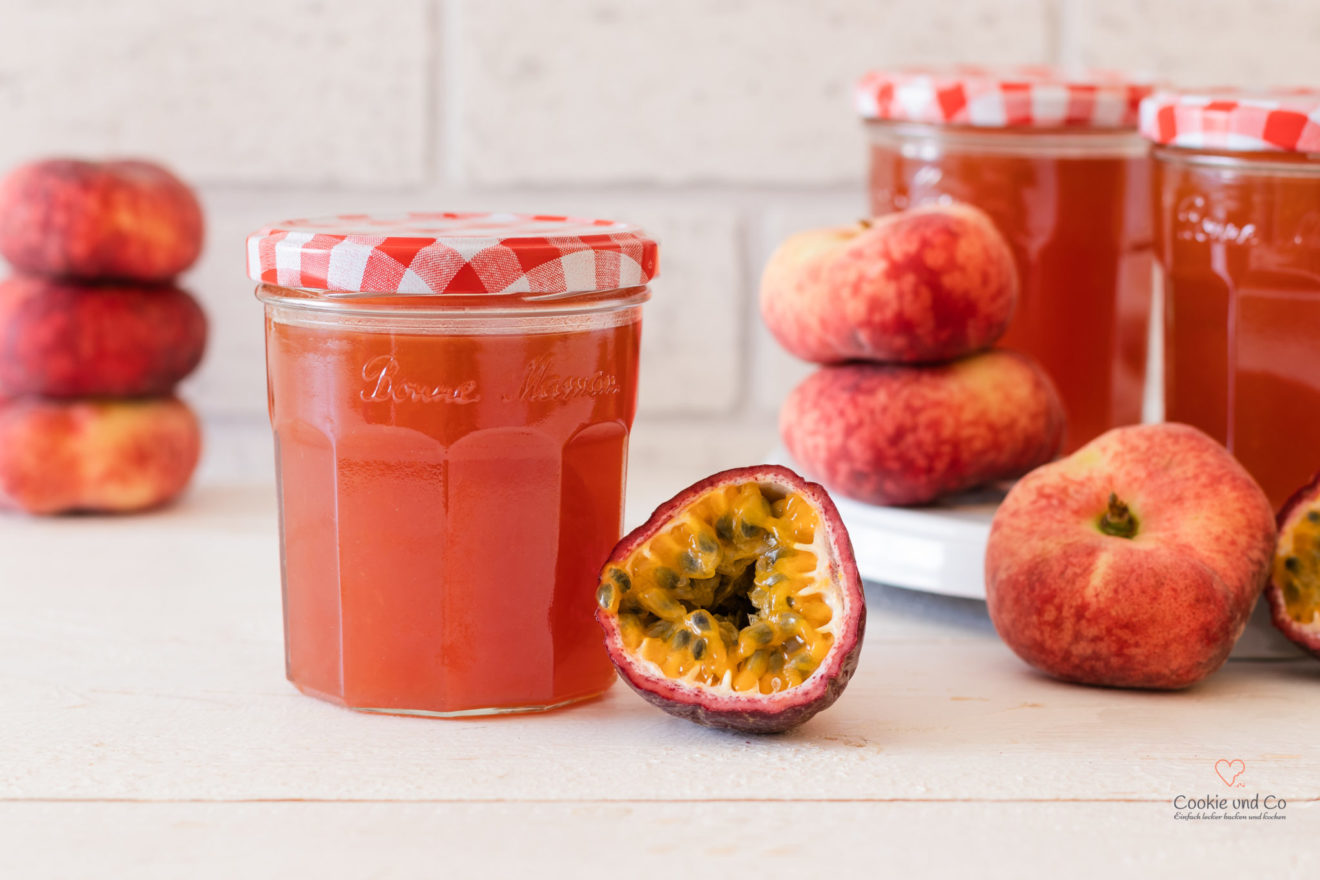 Pfirsich-Maracuja-Konfitüre mit Weinbergpfirsich