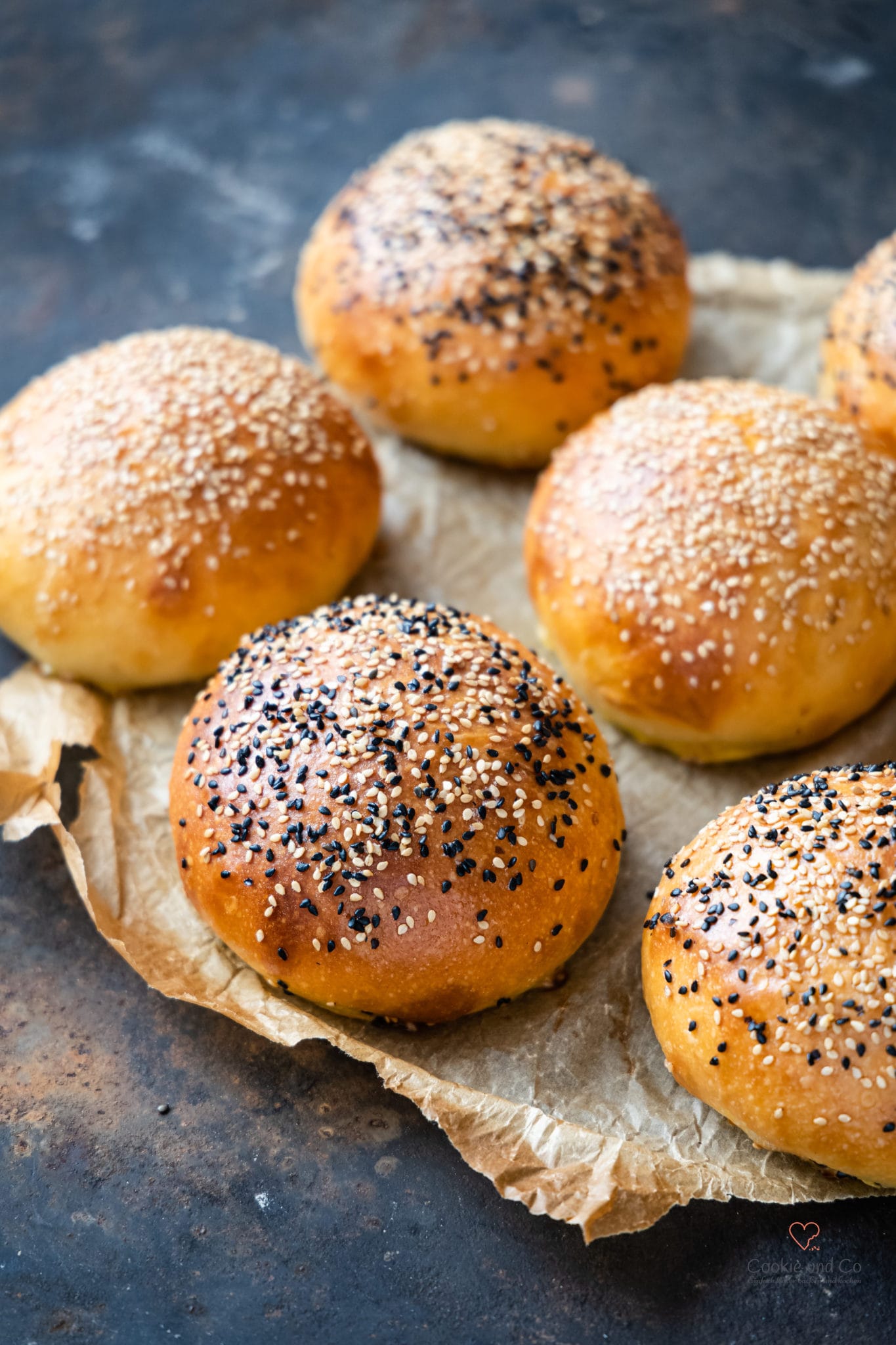 Olivenöl Brioche Burger Buns ohne Hefe