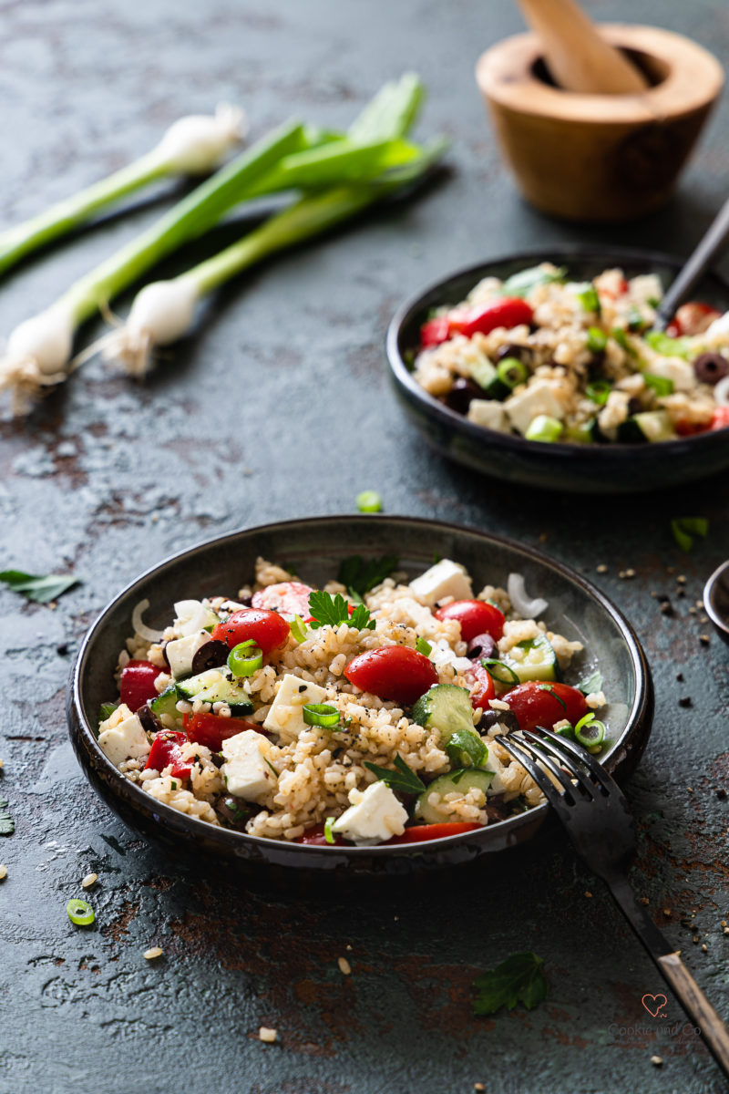 Salat mit Reis griechischer Art
