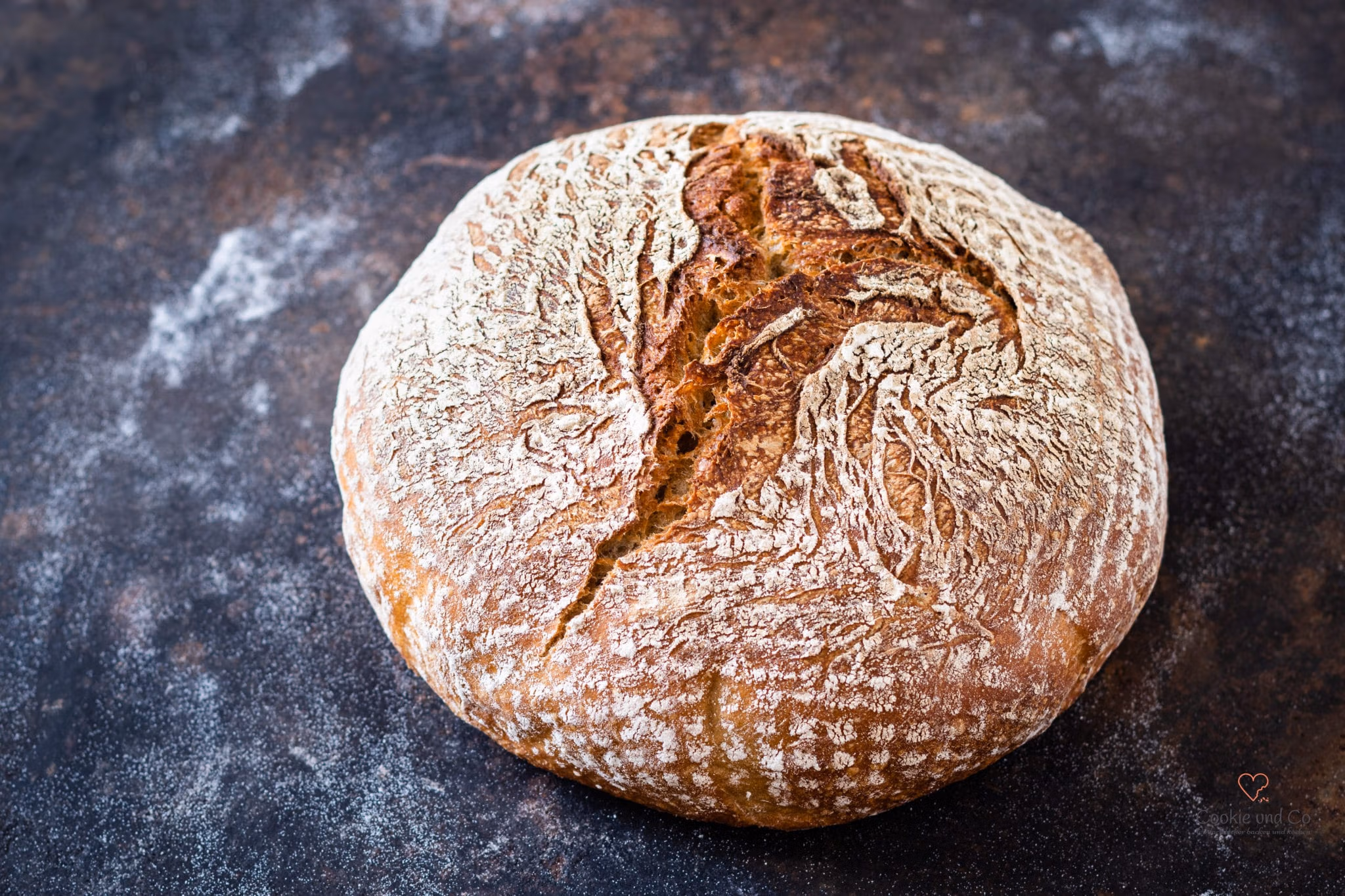 No-Knead Weizenmischbrot ohne Kneten.