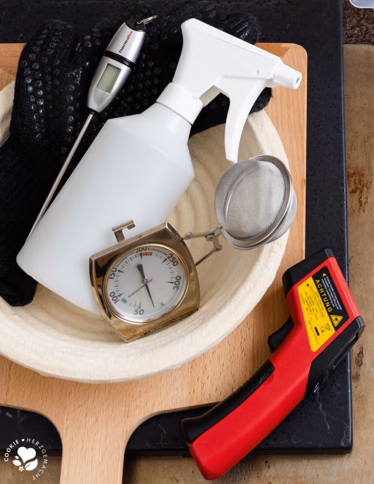 Brotbackzubehör mit Thermometer zur Messung der Teigtemperatur