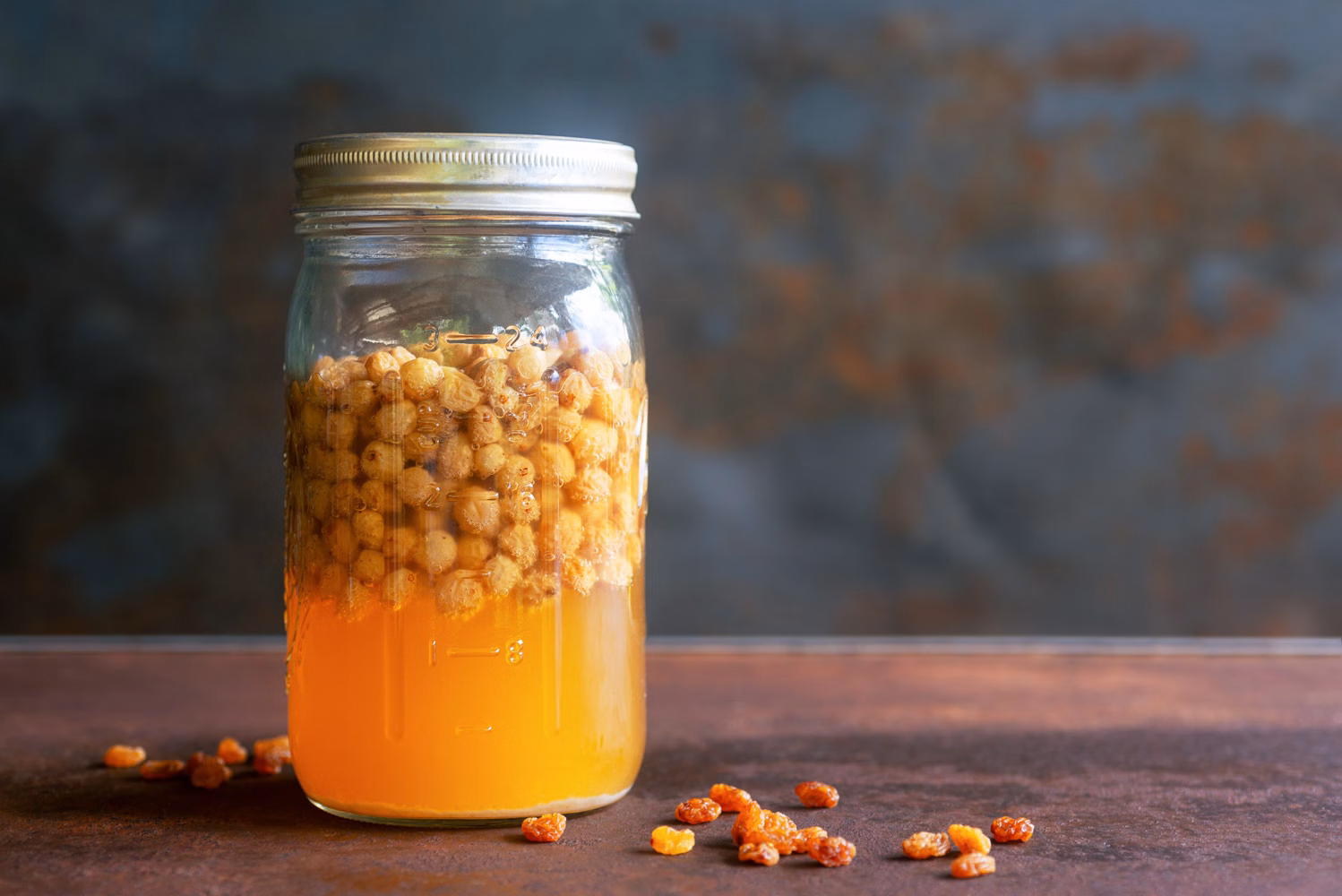 Hefewasser: Fermentwasser aus Rosinen.