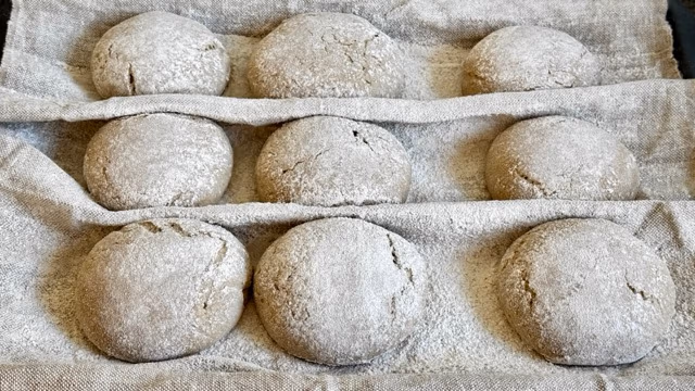 Reife Roggensauerteig Brötchen.
