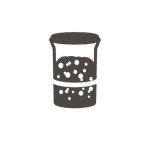 Saierteg mit Luftblasen in einem Glas mit einer Markierung der Füllhöhe.