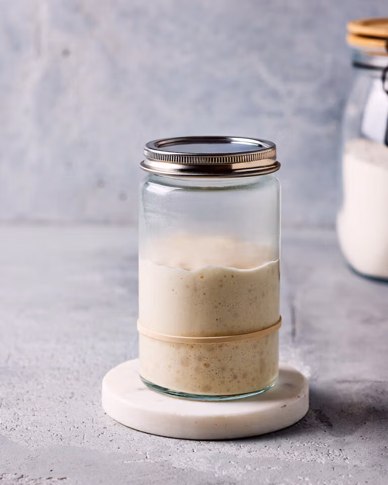 Reifer Sauerteig für ein einfaches Sauerteigbrot.